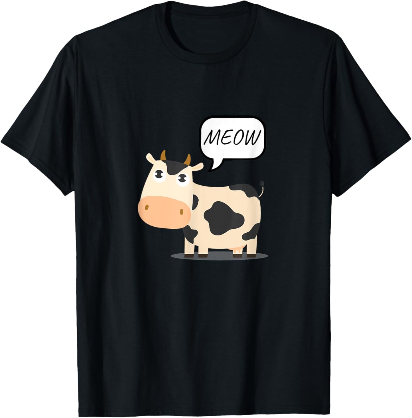 Cow Says Meow Funny Animal Unexpected Twist On Nature Humor T-Shirt - T-Shirt | Black