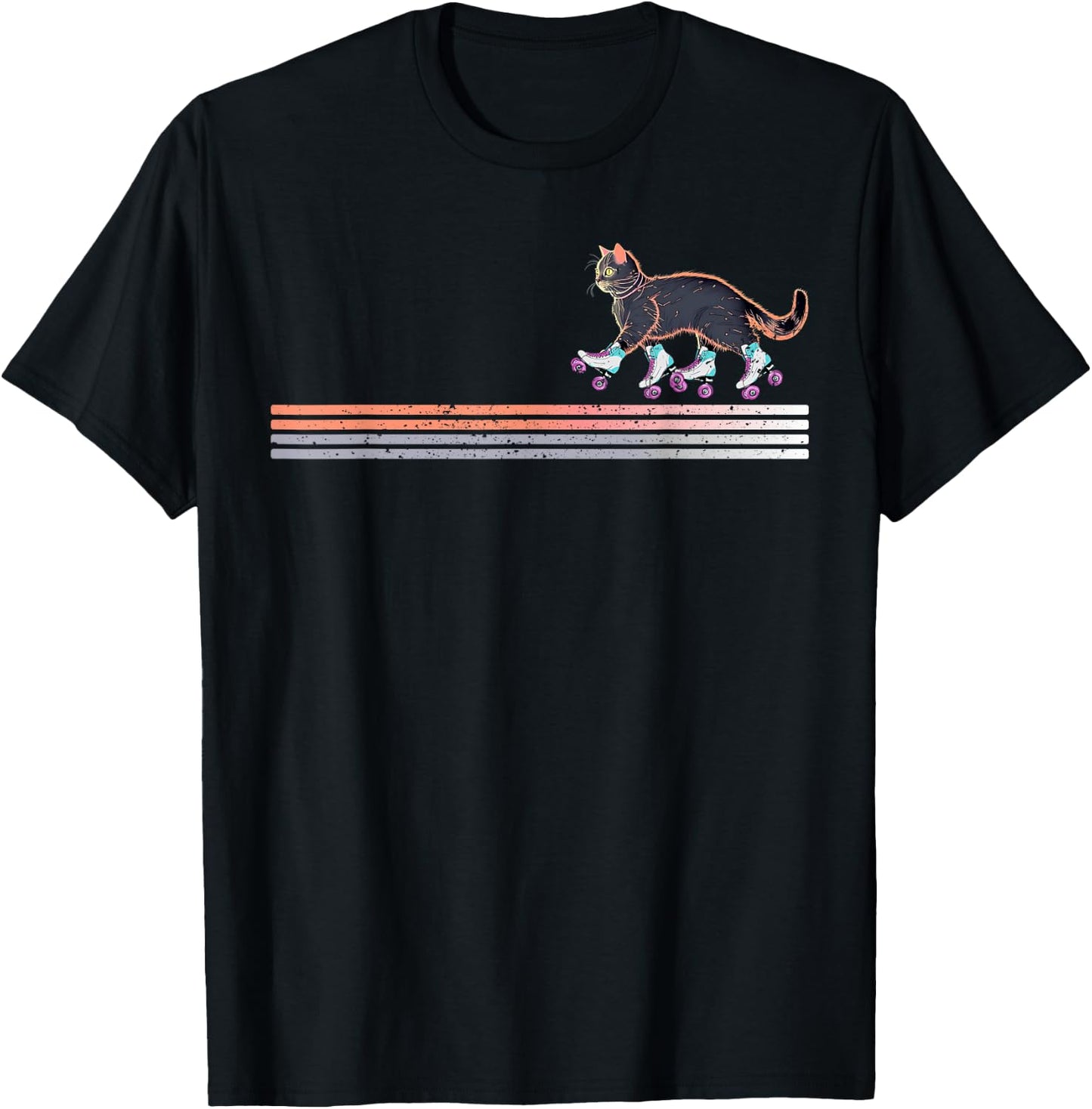 Retro Roller Skating Cats Derby Skater Girls T-Shirt - T-Shirt | Black