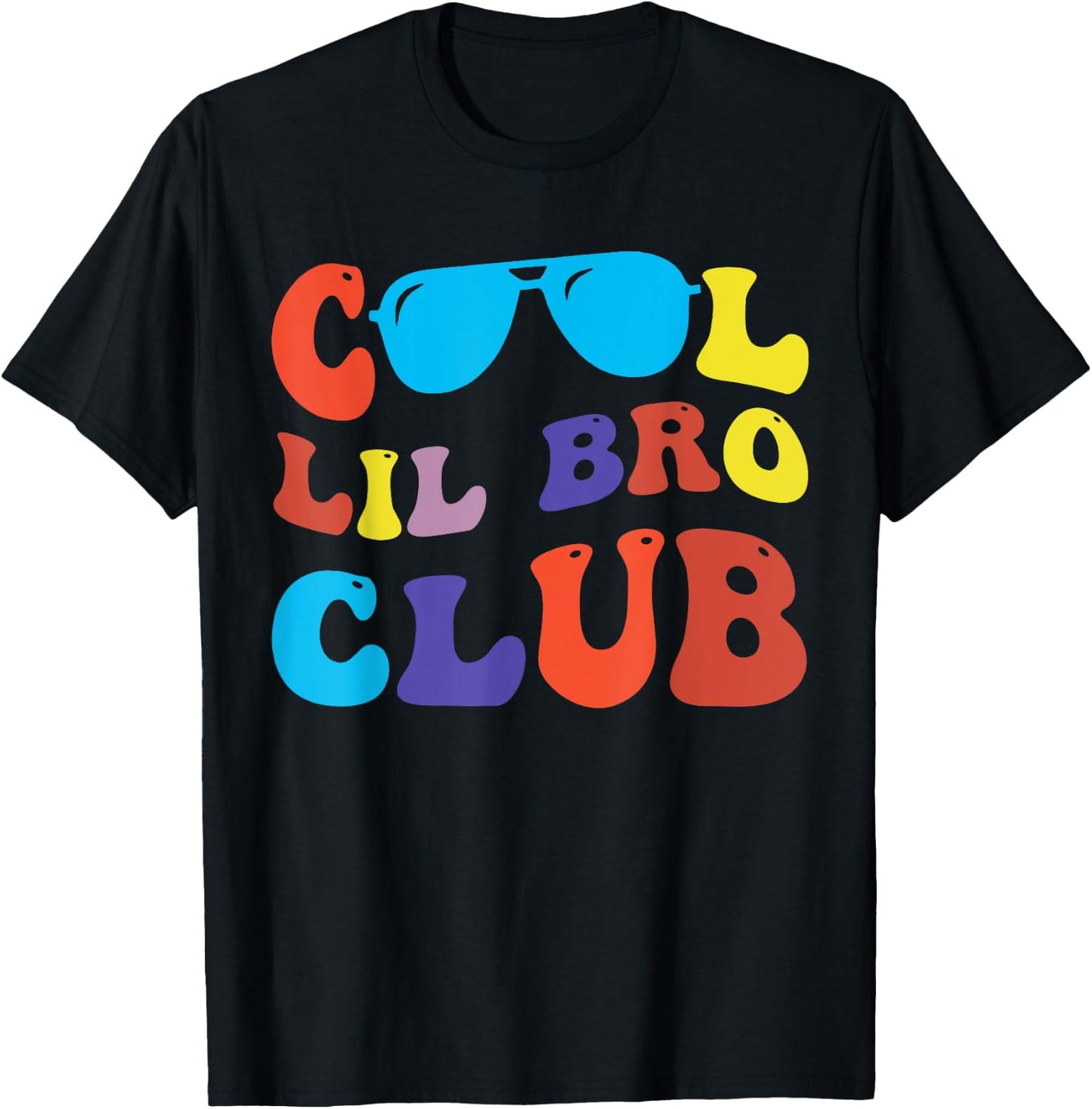 Groovy Retro Cool Lil Bro Club Funny Smile Happy Face T-Shirt - T-Shirt | Black