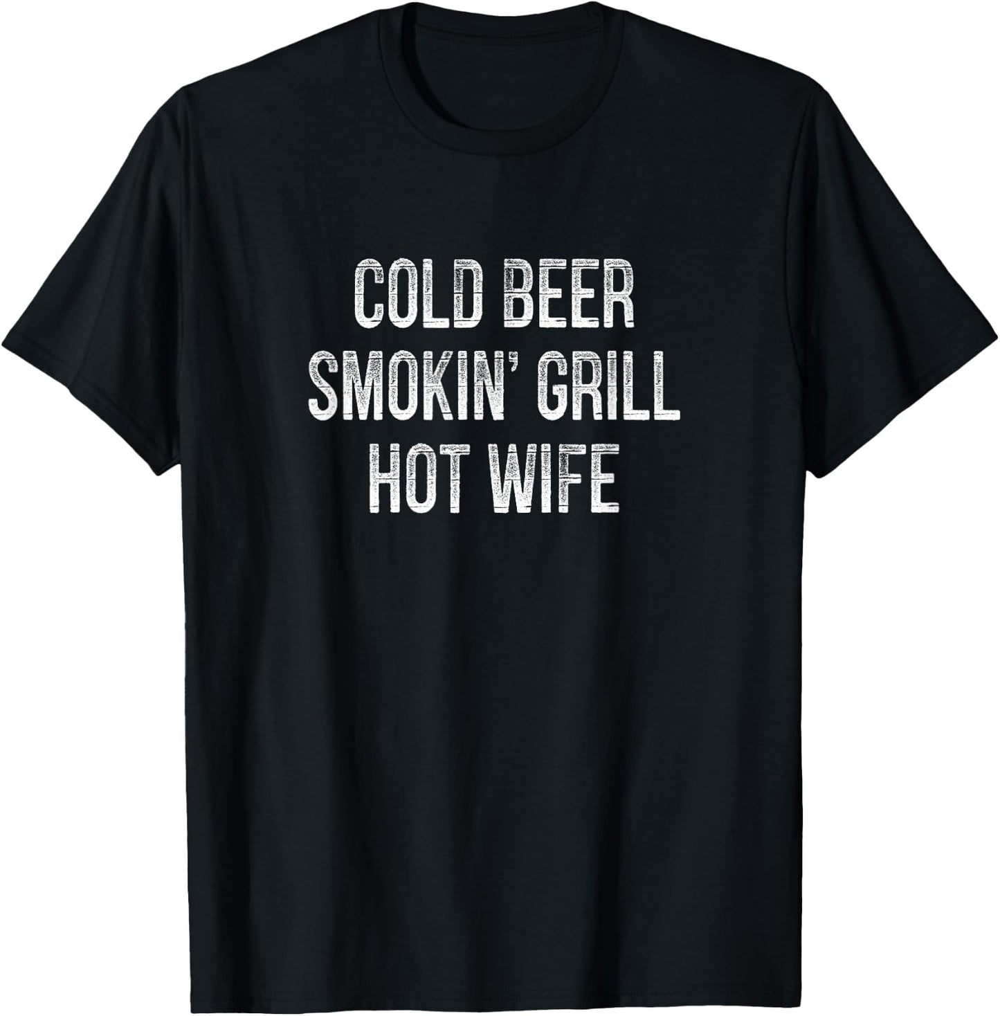 Cold Beer - Smokin' Grill - Hot Wife - Retro Style T-Shirt - T-Shirt | Black