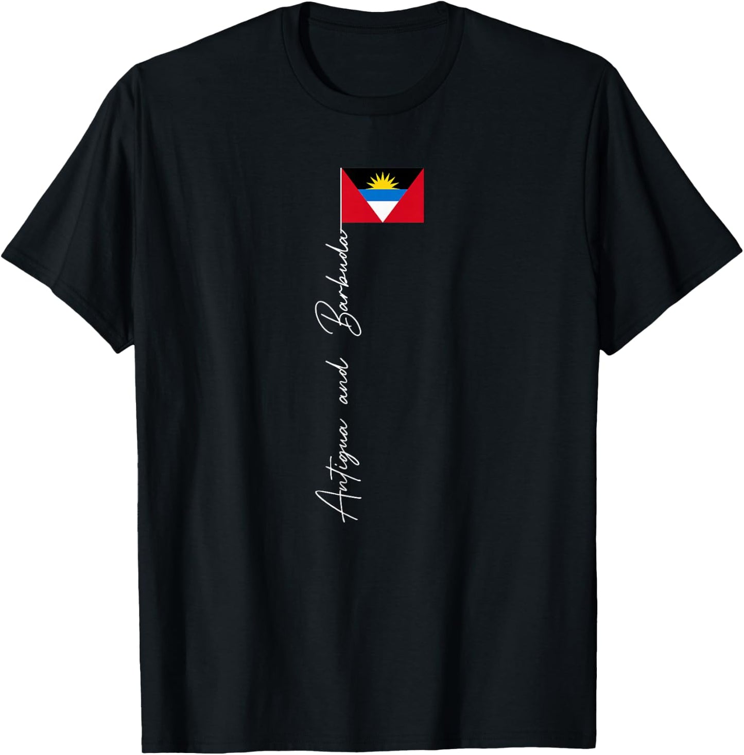 Antigua and Barbuda Signature Flag Pole Patriotic T-Shirt - T-Shirt | Black
