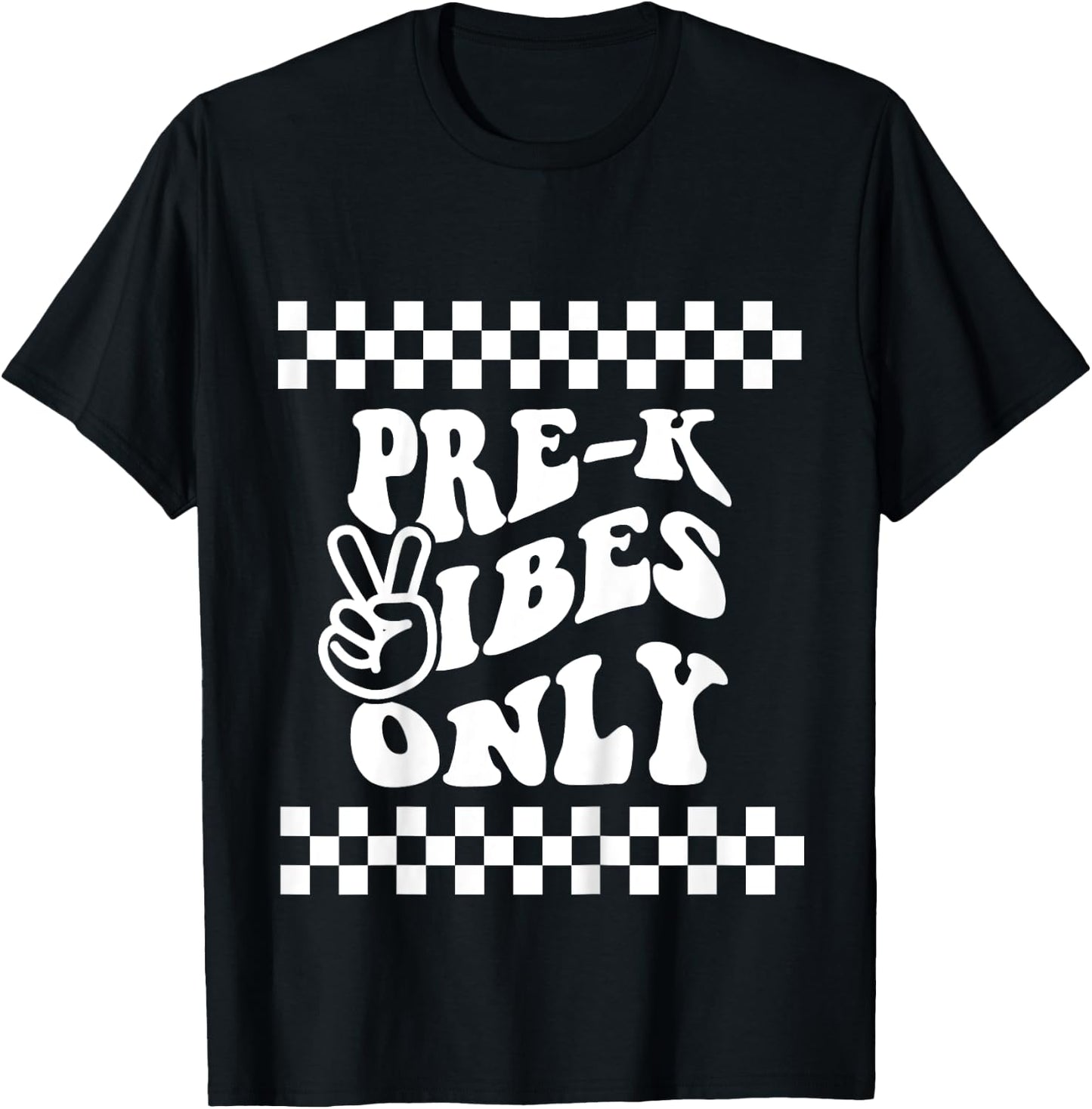 Pre K Vibes Only Retro Girl First Day of PreK Boy Toddlers T-Shirt - T-Shirt | Black