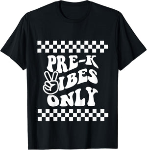 Pre K Vibes Only Retro Girl First Day of PreK Boy Toddlers T-Shirt - T-Shirt | Black
