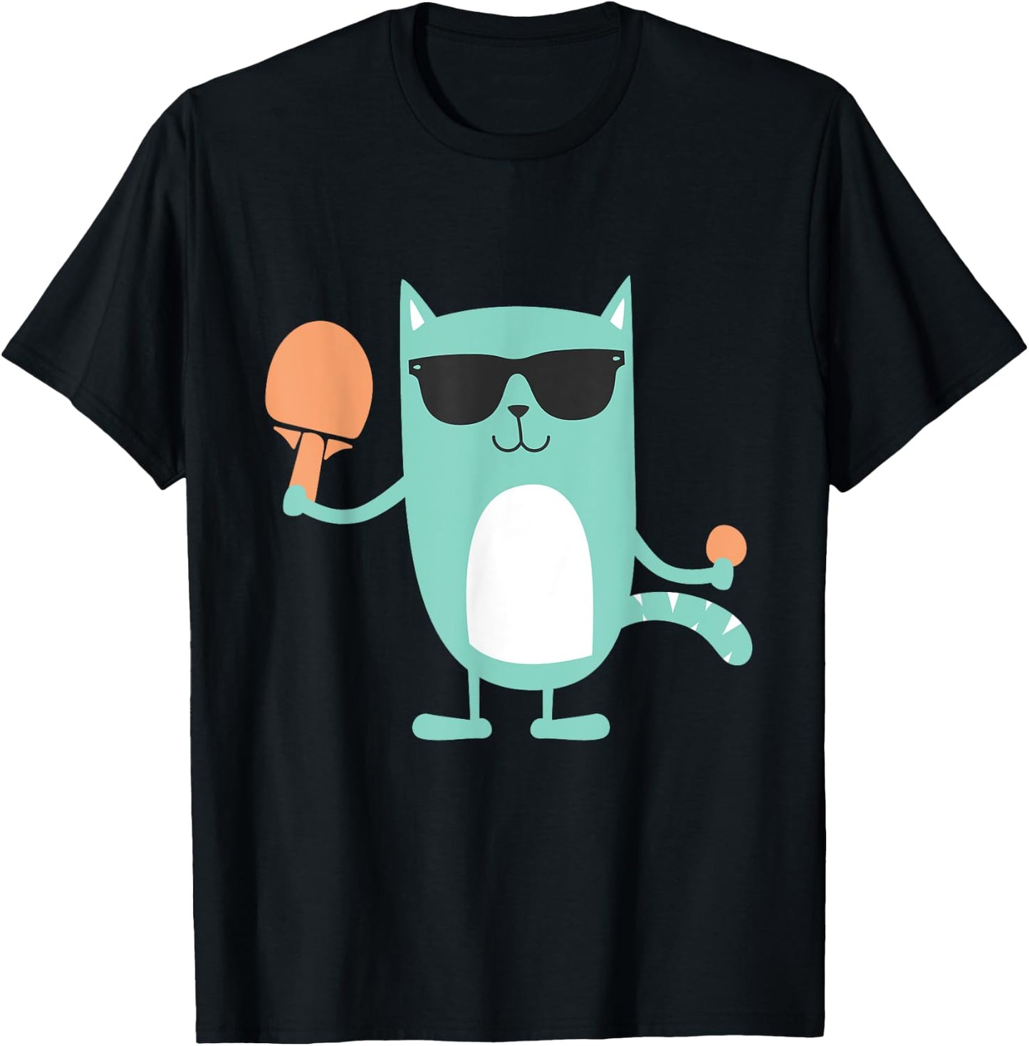 Cat Ping Pong Player - Paddle Game Sports Tournament Lover T-Shirt - T-Shirt | Black