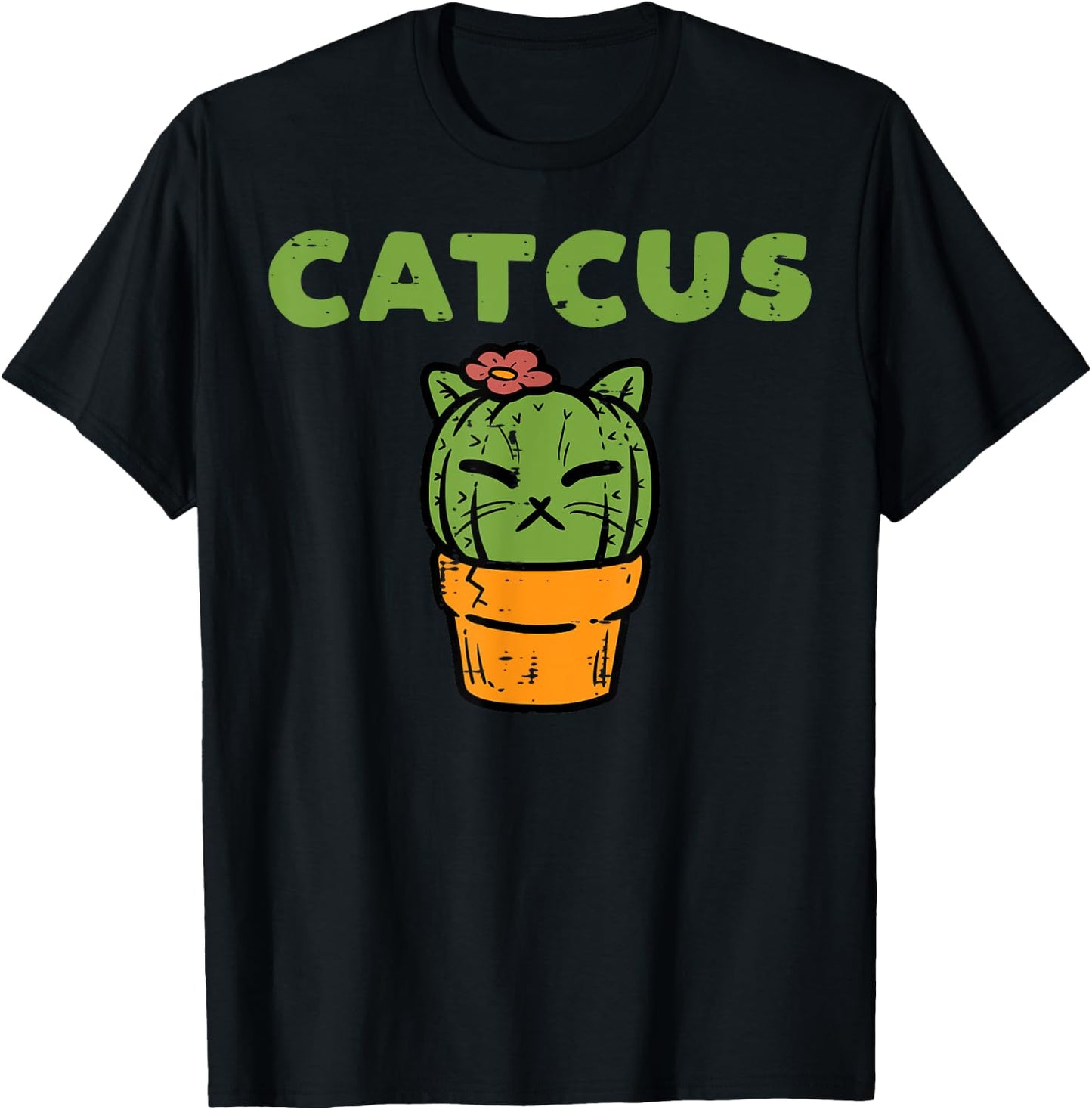 Cat Cactus Cute Succulent Plant Kitten Women Girls Kids T-Shirt - T-Shirt | Black