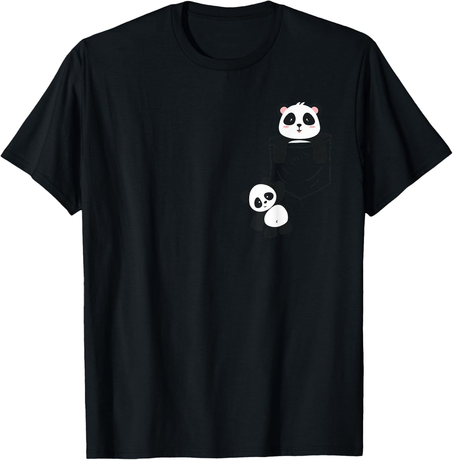 Cute Pandas in the Bag Funny Panda Lovers Baby Animal T-Shirt - T-Shirt | Black