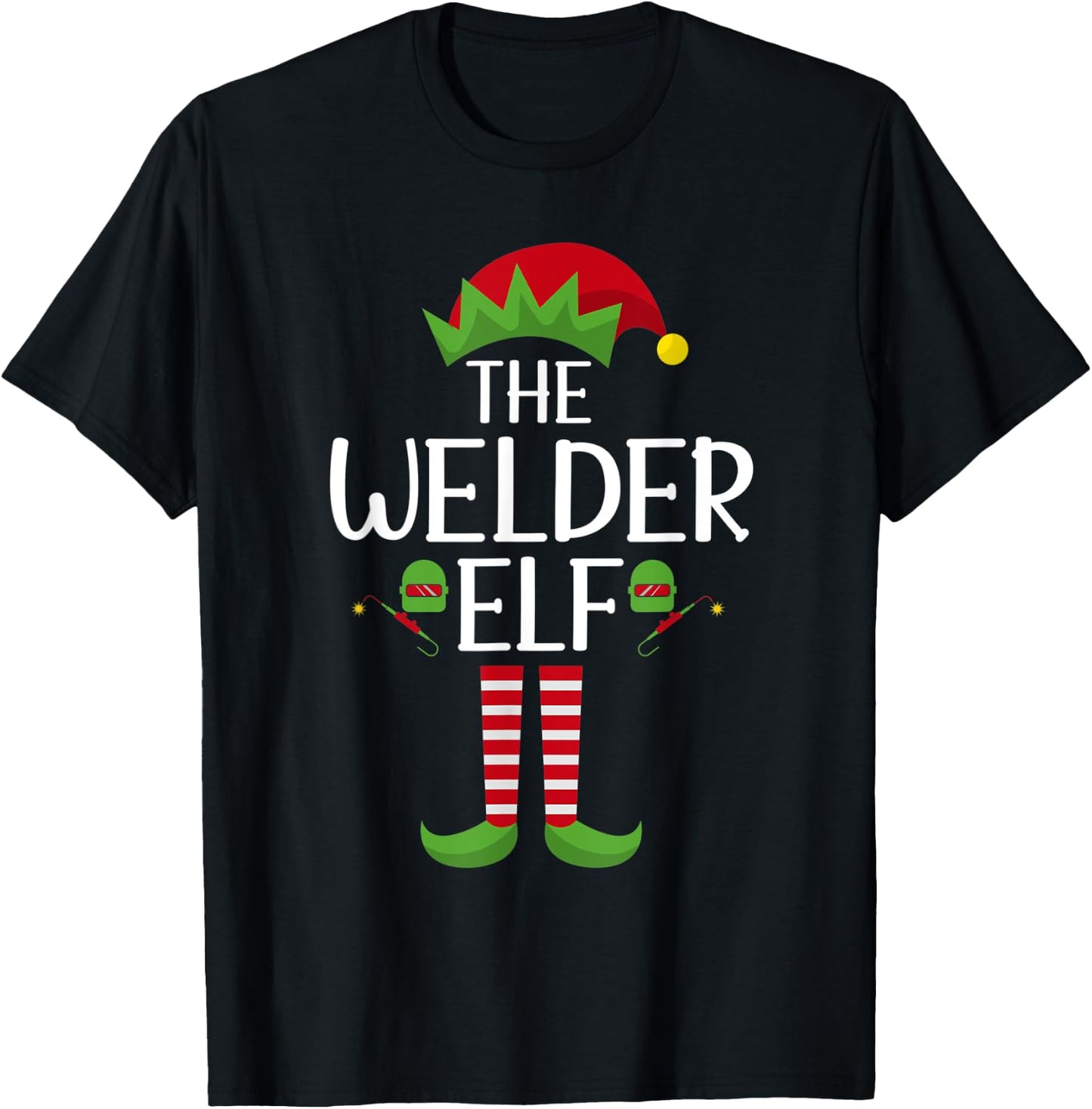 Elf Group Matching Family Christmas Costume The Welder Elf T-Shirt - T-Shirt | Black