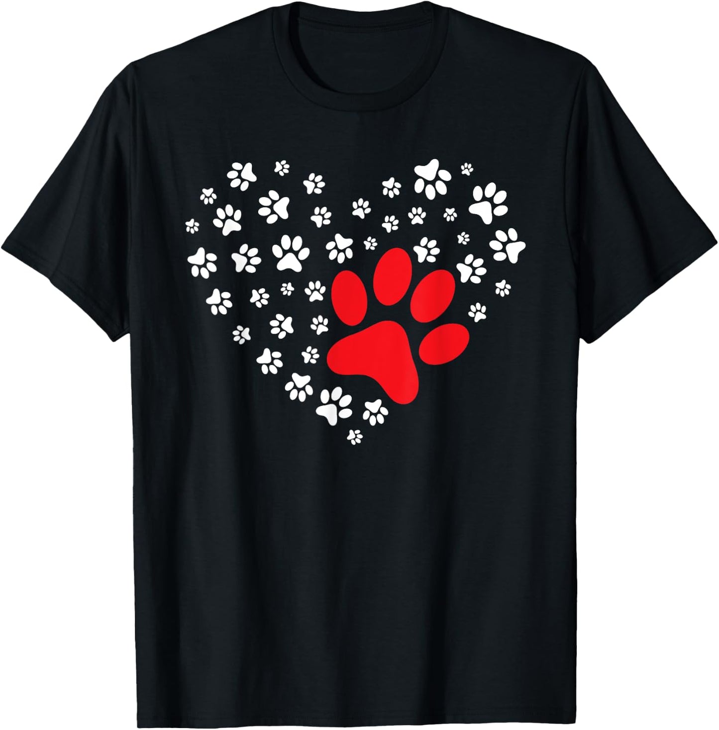 Dog Paw Heart - Dog Lover Puppy Owner T-Shirt - T-Shirt | Black