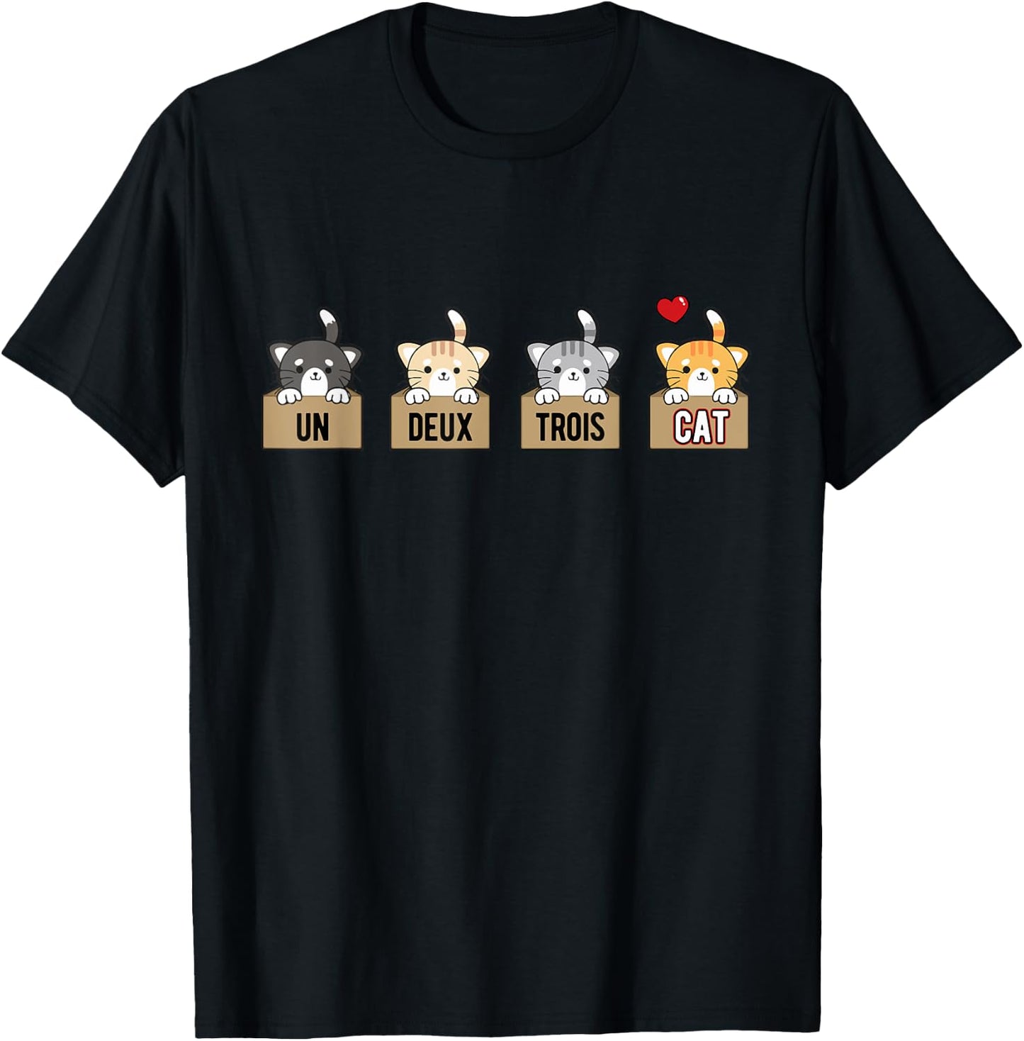 Un Deux Trois Cat Funny French Cat Pun T-Shirt - T-Shirt | Black