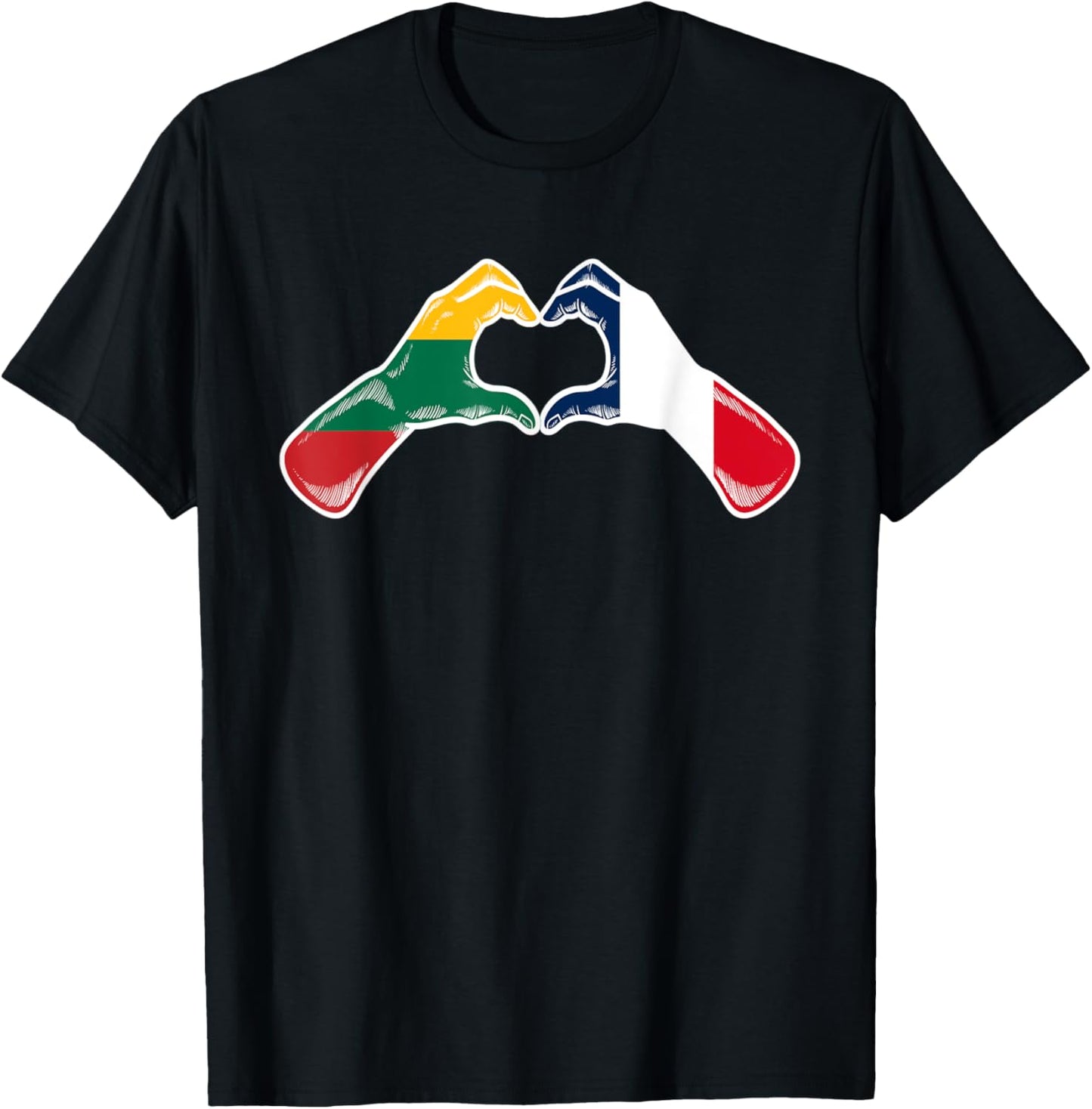 Lithuania France Flag - Lithuanian French Heart T-Shirt - T-Shirt | Black