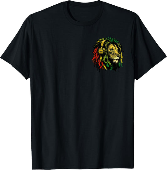 Rasta Reggae Lion Of Judah Jamaican Pride Rastafari Roots T-Shirt - T-Shirt | Black