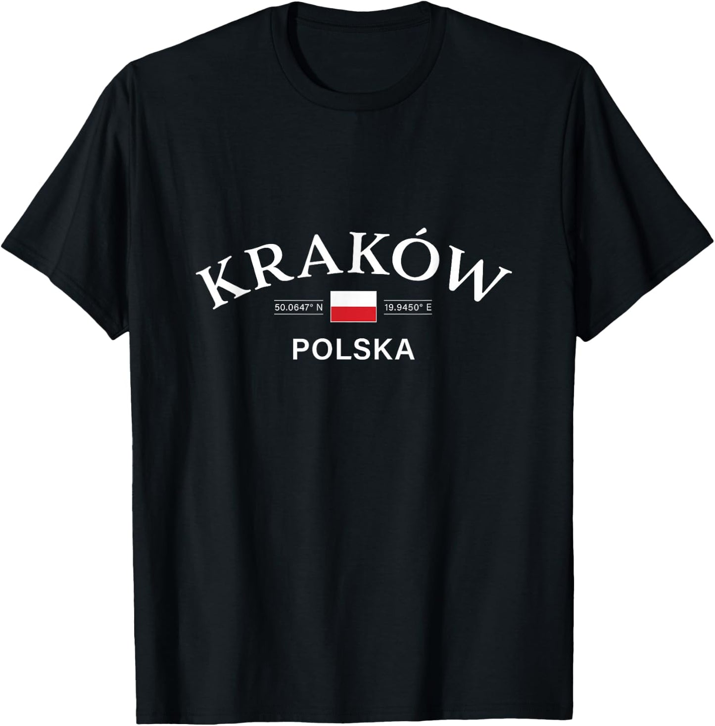 Krakow Polska (Cracow Poland) Polish Coordinates T-Shirt - T-Shirt | Black