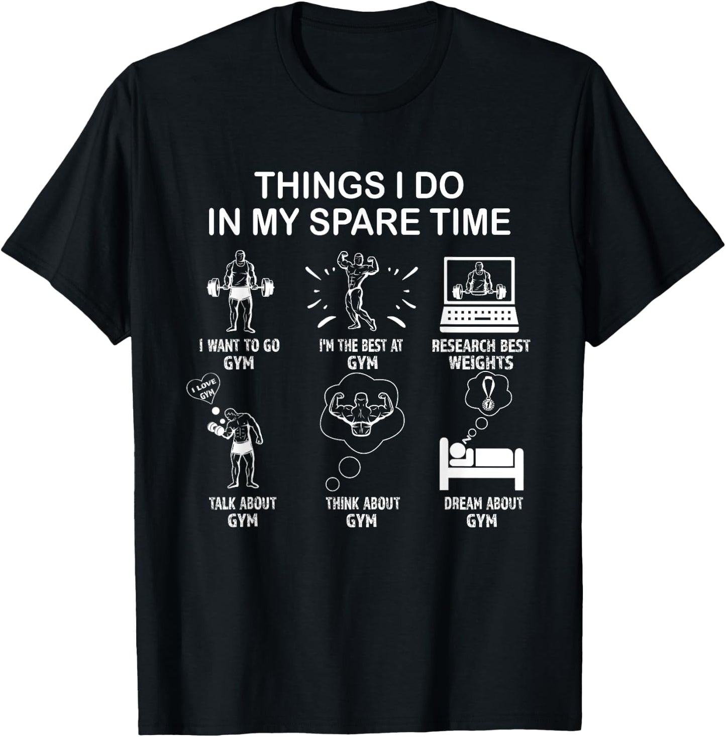 Thing I Do in My Spare Time: Gym Enthusiast, Gym Lover T-Shirt - T-Shirt | Black