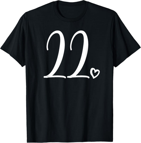 Number 22 Twenty-Two, 22 Years Old 22nd Birthday T-Shirt - T-Shirt | Black
