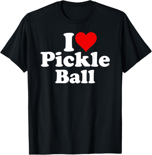 I Love Heart Pickle Ball Pickleball T-Shirt - T-Shirt | Black