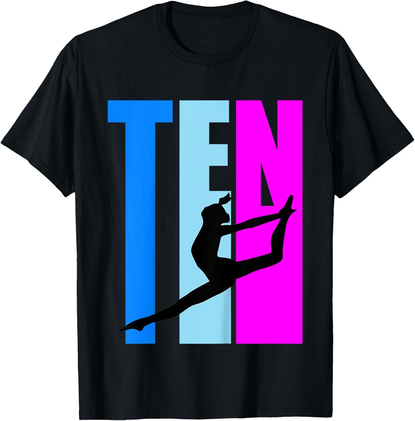 Kids 10th Birthday Gymnastics Girls Gymnast Dance Dancer Dancing T-Shirt - T-Shirt | Black