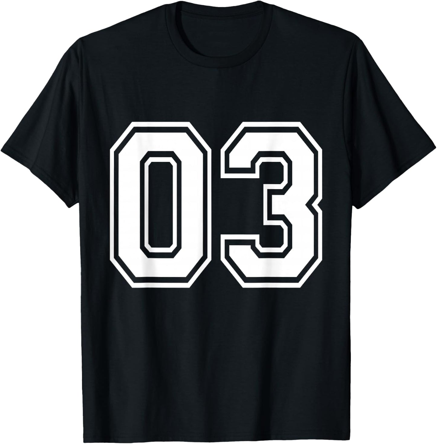 Number 03 Varsity Sports Team Jersey 3rd Birthday 3 Years T-Shirt - T-Shirt | Black