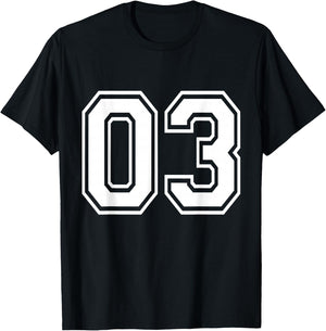 Number 03 Varsity Sports Team Jersey 3rd Birthday 3 Years T-Shirt - T-Shirt | Black