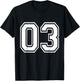 Number 03 Varsity Sports Team Jersey 3rd Birthday 3 Years T-Shirt - T-Shirt | Black