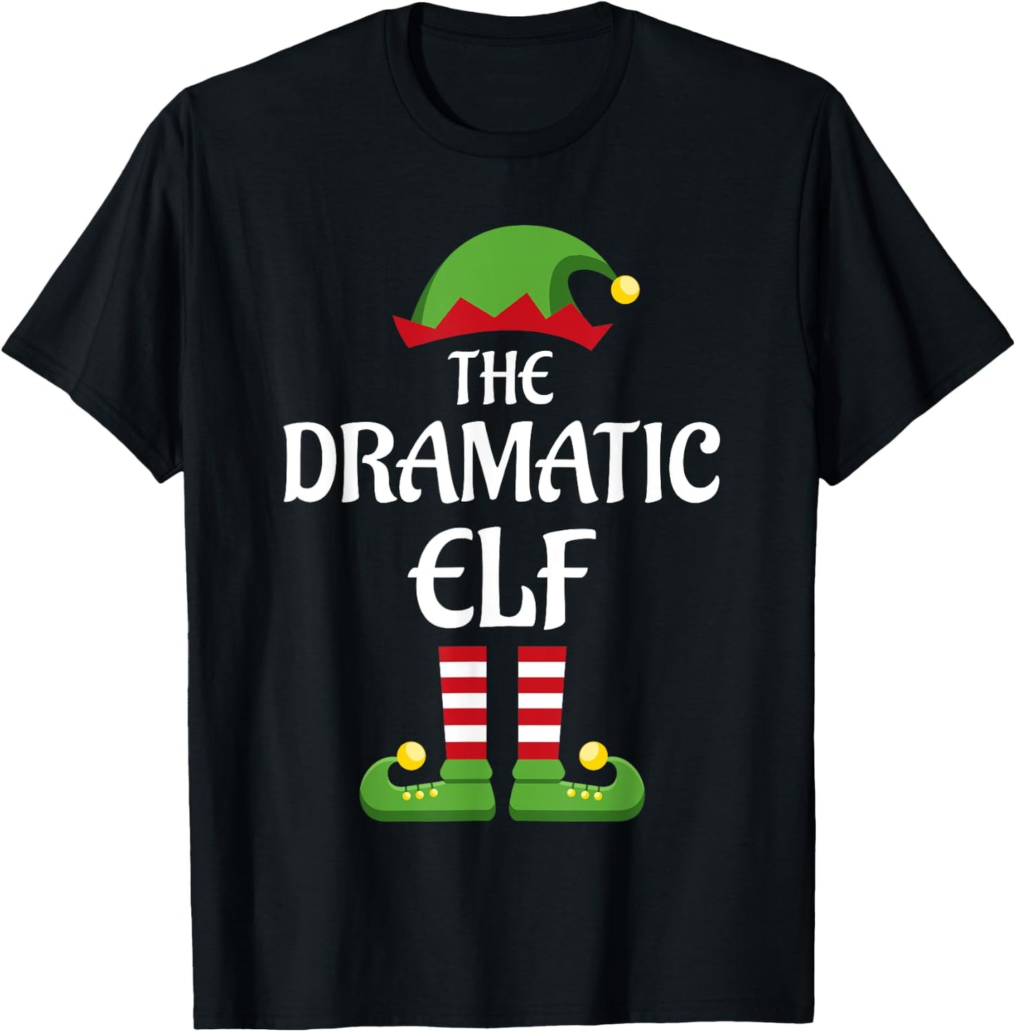 Dramatic Elf Family Matching Group Christmas T-Shirt - T-Shirt | Black