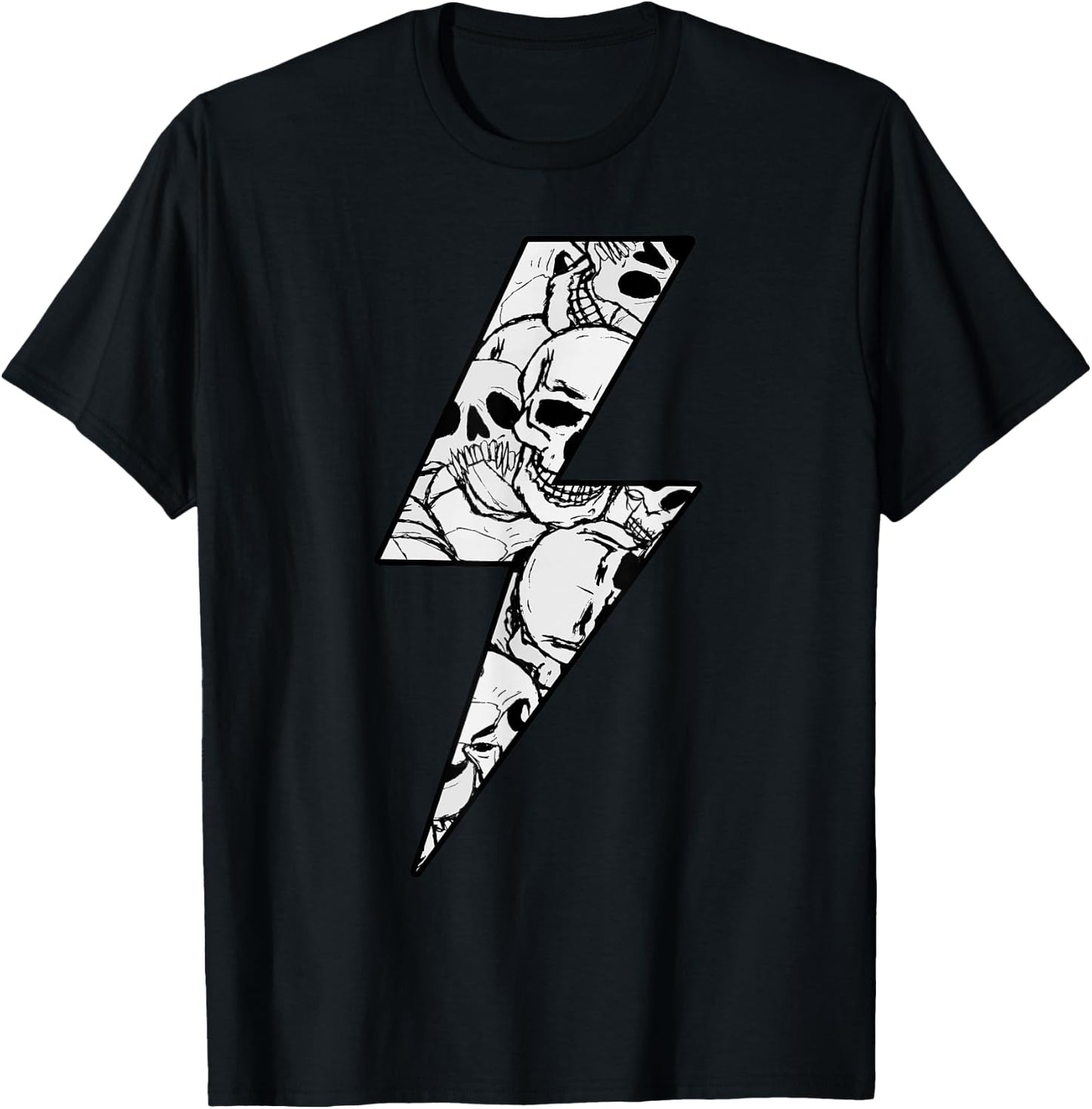 Awesome SKULLS CAMO Lightning Bolt T-Shirt - T-Shirt | Black
