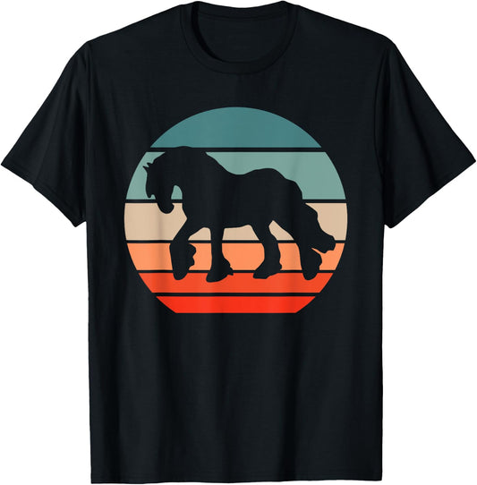 Shire Horse Draft Horses Coldblood Draught Retro T-Shirt - T-Shirt | Black