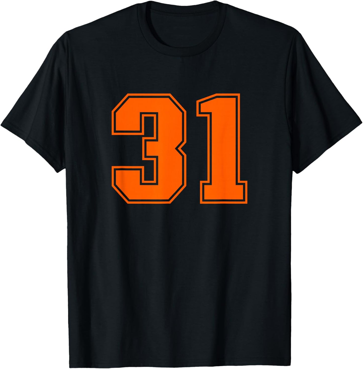 Orange Sports Team Number #31 T-Shirt - T-Shirt | Black