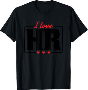 I love HR Heart Design Human Resources T-Shirt - T-Shirt | Black