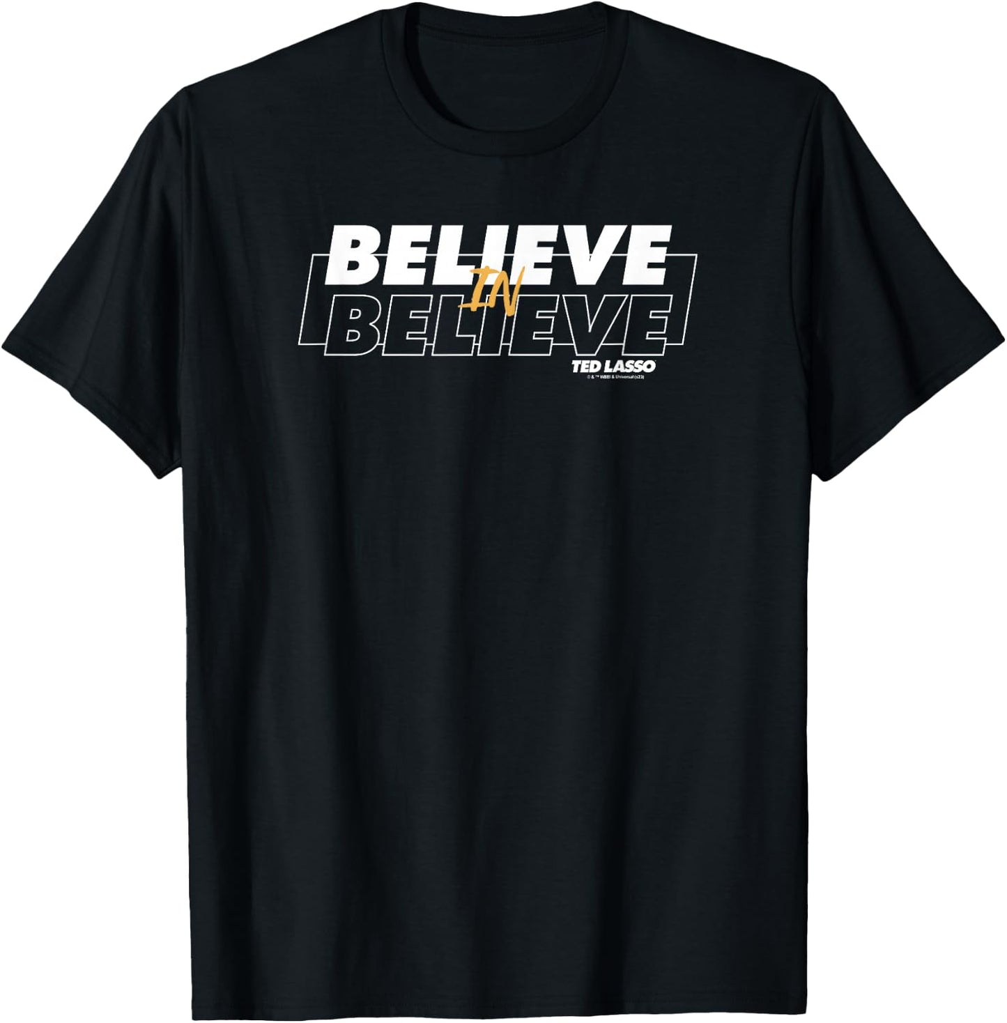 Ted Lasso Believe In Believe Text Outline Logo T-Shirt - T-Shirt | Black