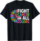 Fight Cancer in All Color Ribbon Breast Cancer Awareness T-Shirt - T-Shirt | Black