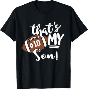 That's My Son Football 10 Jersey Number Vintage Mom Dad T-Shirt - T-Shirt | Black