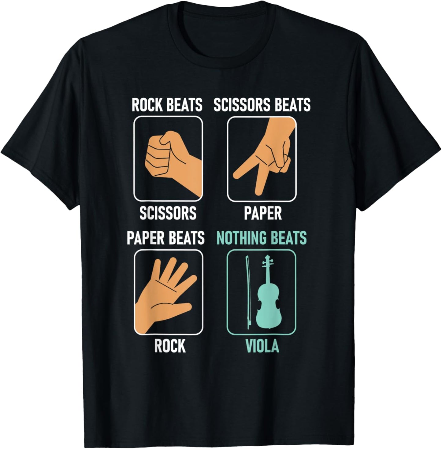 Scissors Paper Rock Viola - Violist Orchestra Band T-Shirt - T-Shirt | Black
