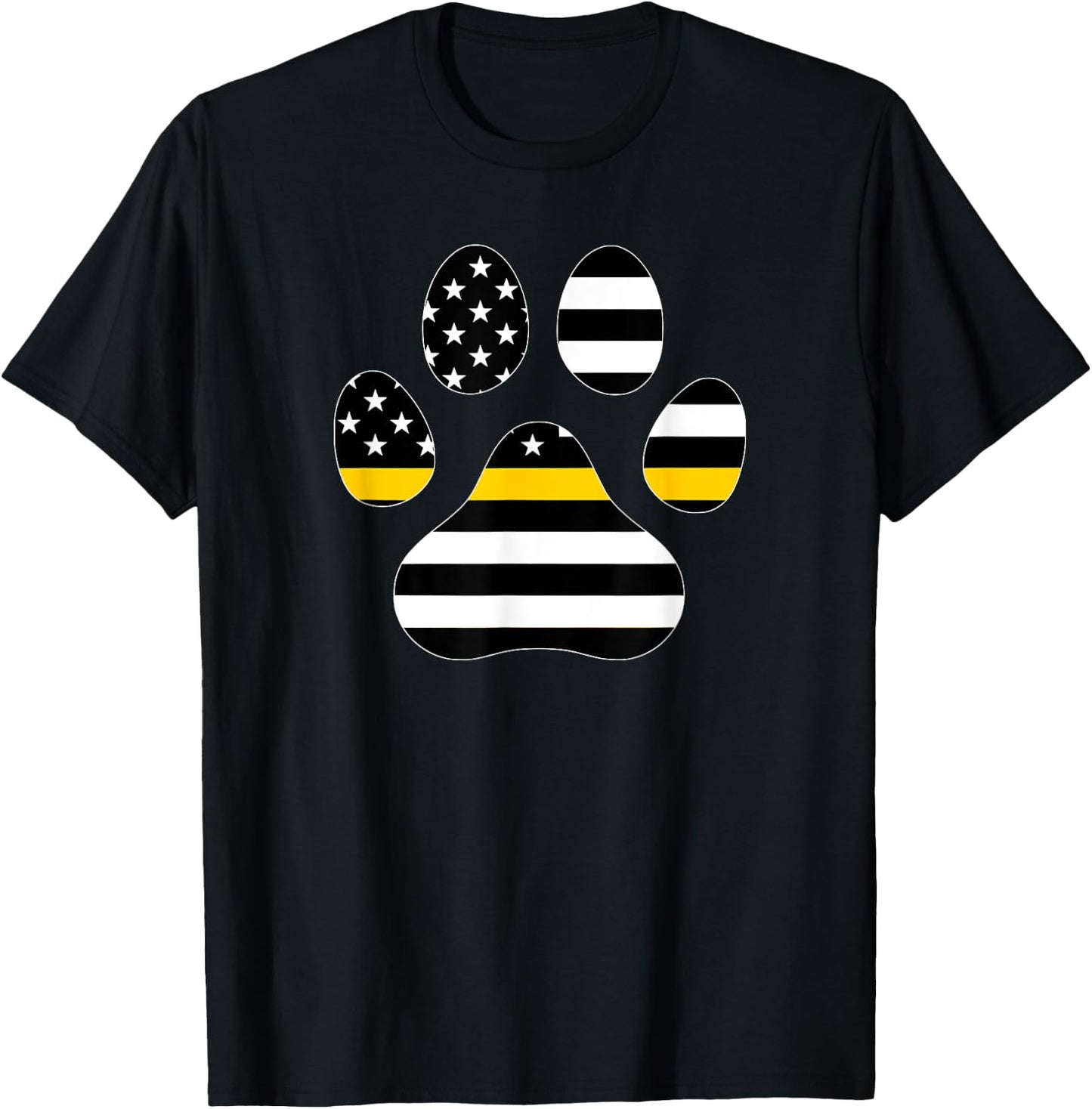 911 Police Dispatcher Thin Gold Line Flag for Animal Lover T-Shirt - T-Shirt | Black