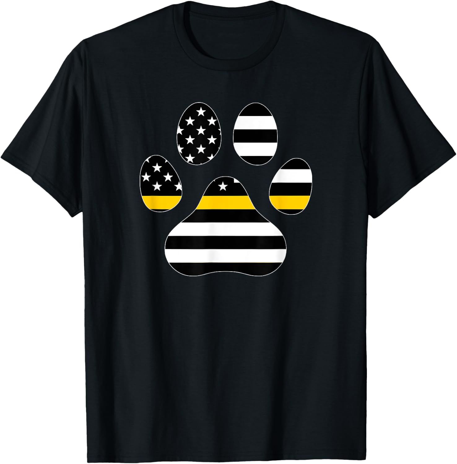 911 Police Dispatcher Thin Gold Line Flag for Animal Lover T-Shirt - T-Shirt | Black