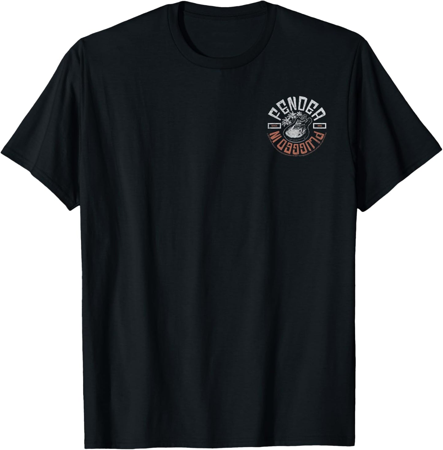 Fender Plugged In Since 1946 Retro Pocket Size Guitar T-Shirt - T-Shirt | Black