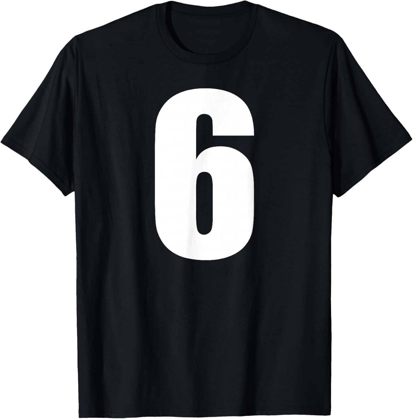 Number Six Numeral 6 Plain White Numbers T-Shirt - T-Shirt | Black