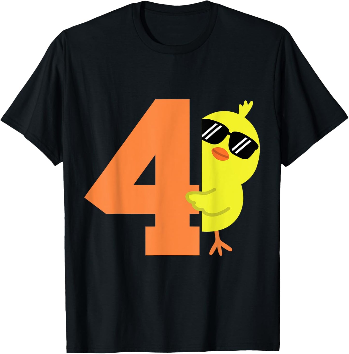 Kids 4th Birthday Chicken Themed Cute 4 Year Old Boys Chick T-Shirt - T-Shirt | Black