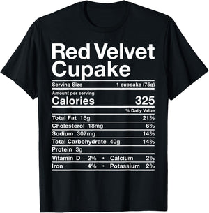 Red Velvet Cupcake Nutrition Facts Costume Cake Food Dessert T-Shirt - T-Shirt | Black