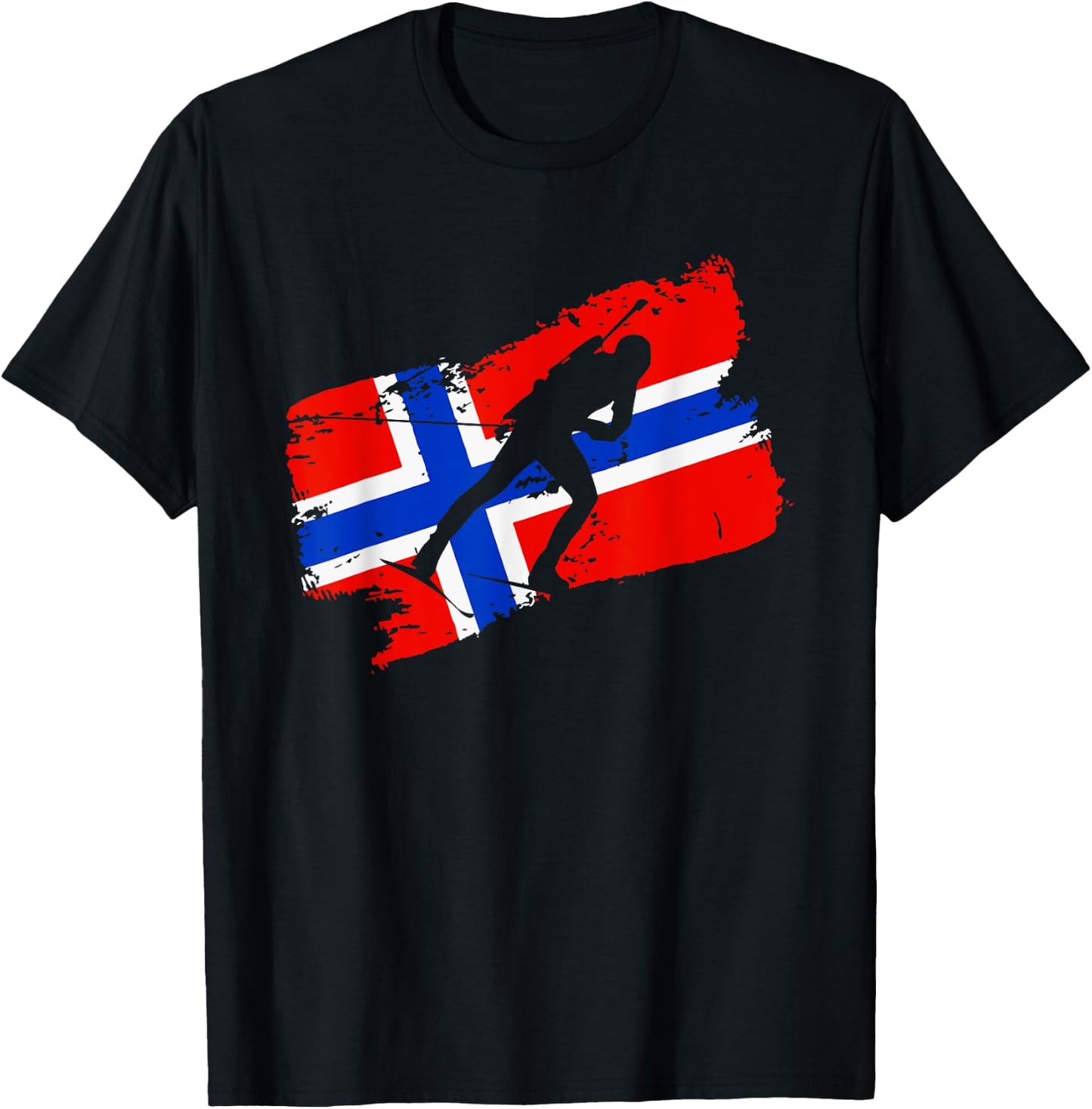 Biathlon Norway Flag Norweigan Cross Country Skiing Shooting T-Shirt - T-Shirt | Black