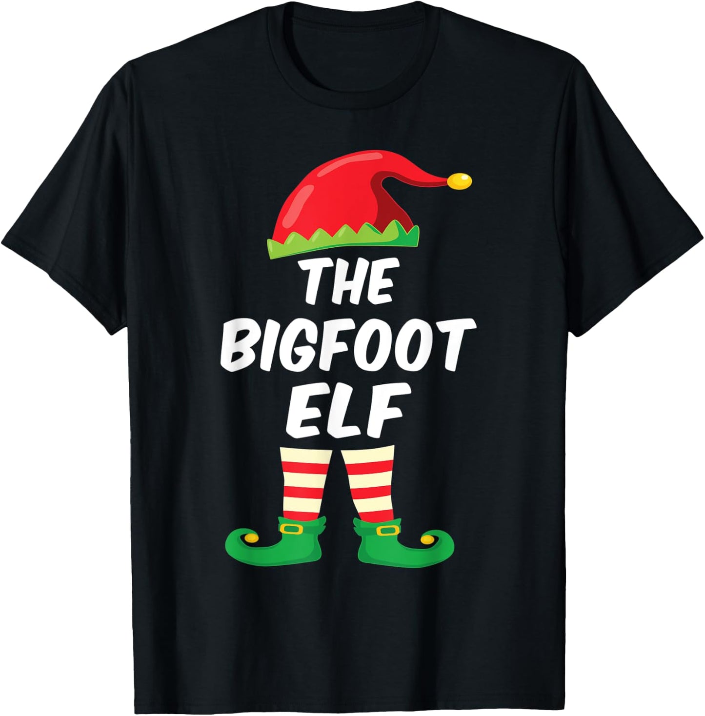 The Bigfoot Elf Family Matching Funny Christmas Costume T-Shirt - T-Shirt | Black