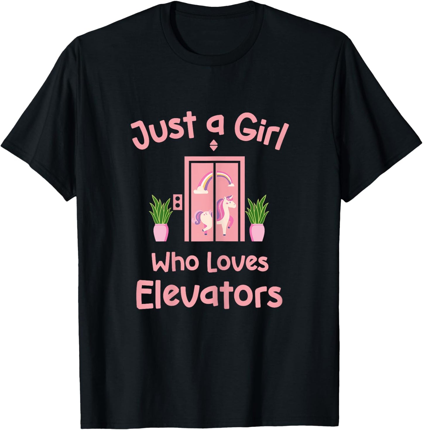 Just A Girl Who Loves Elevators Cute Distracted By Elevator T-Shirt - T-Shirt | Black