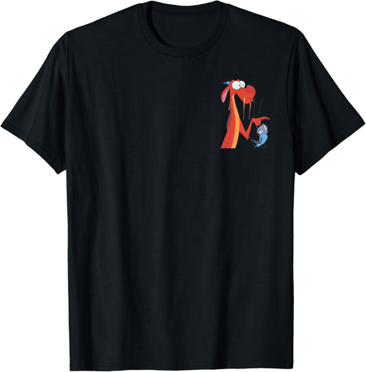 Disney Mulan Mushu Cricket Pocket T-Shirt - T-Shirt | Black