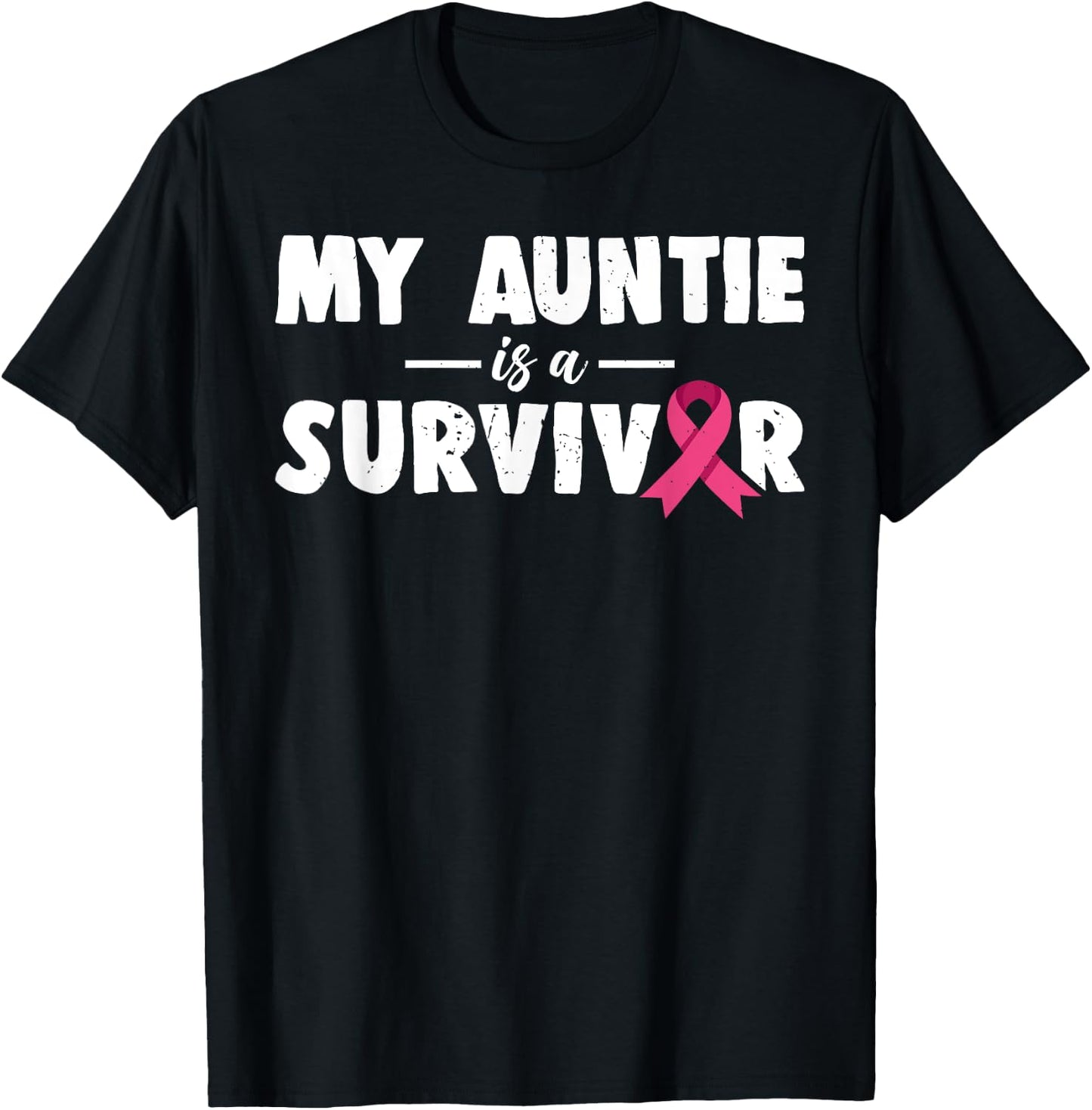My Auntie Is A Survivor Breast Cancer Awareness Family T-Shirt - T-Shirt | Black