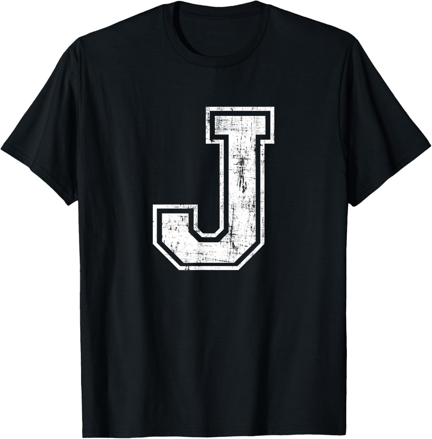 Letter J Uppercase Alphabet Initial School College Varsity T-Shirt - T-Shirt | Black