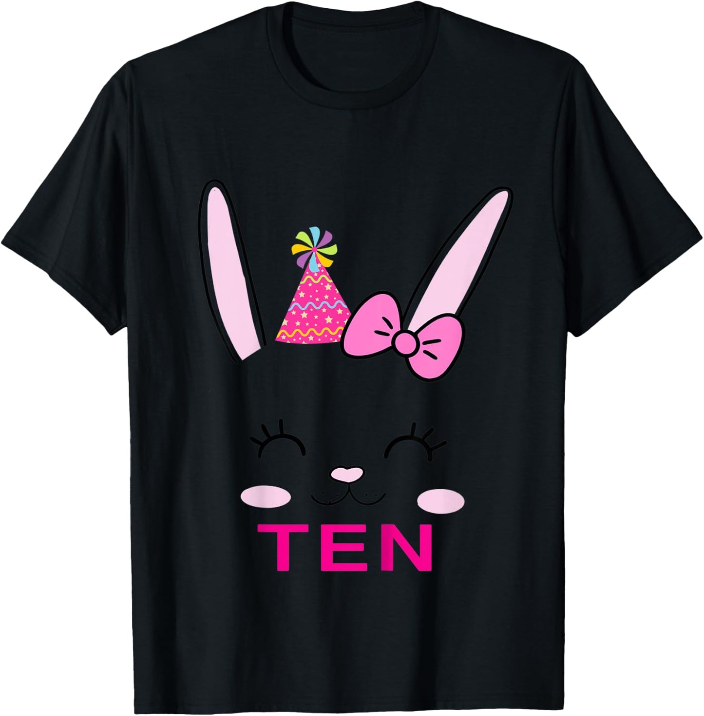 Kids Cute TEN year old Bunny Birthday Theme Party Outfit Girls T-Shirt - T-Shirt | Black