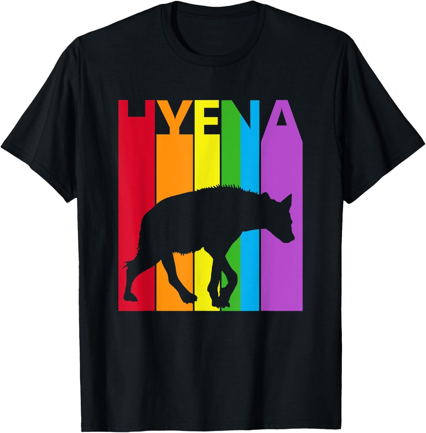 Cute Rainbow Hyena animal Lover T-Shirt - T-Shirt | Black