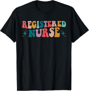 RN Nurse retro groovy Registered Nurse Nursing School Women T-Shirt - T-Shirt | Black