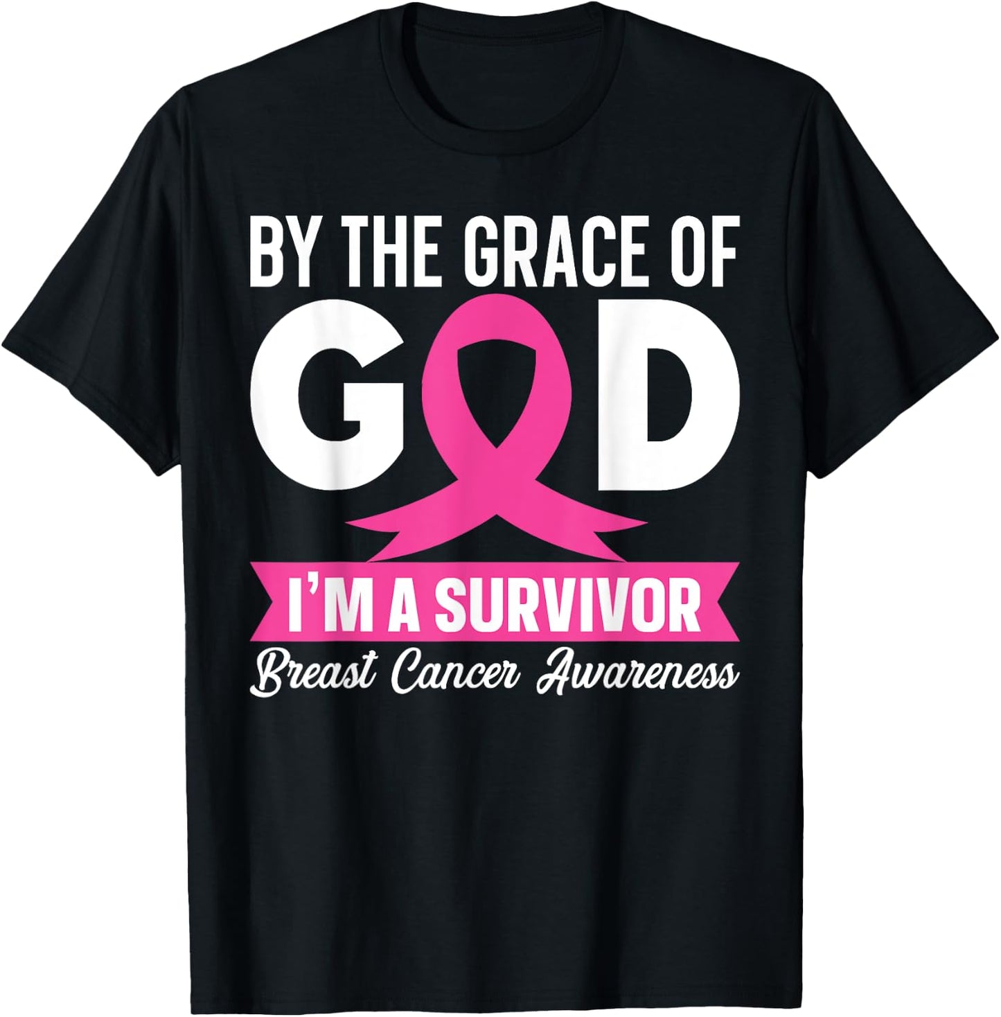 Breast Cancer Awareness Shirt God's Survivor Pink Ribbon T-Shirt - T-Shirt | Black