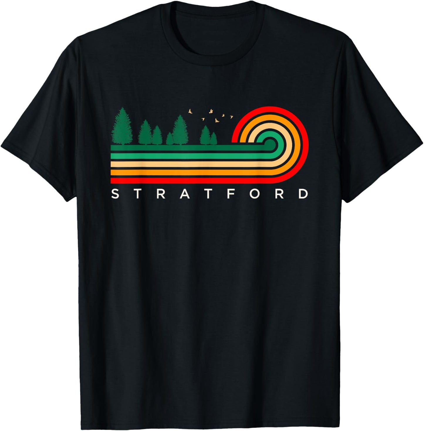 Evergreen Vintage Stripes Stratford, New Jersey T-Shirt - T-Shirt | Black