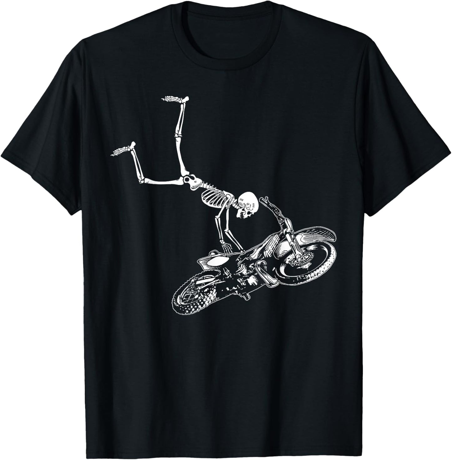 Funny Skeleton riding dirt bike men motocross biking T-Shirt - T-Shirt | Black